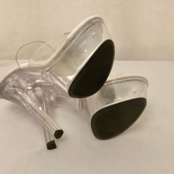 Ellie Stripper Dancer Heels Shoes 6” Double Strap Transparent Clear Women’s Sz 8 - Picture 6 of 11